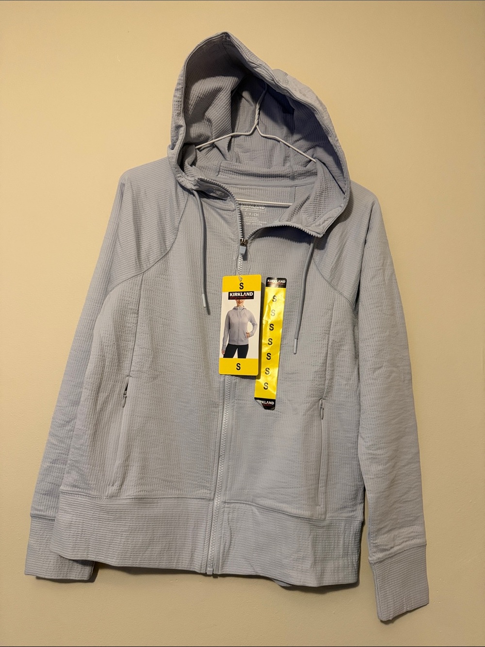 Kirkland Signature Pale Blue Hooded Zip-Up Jacket size small NWT